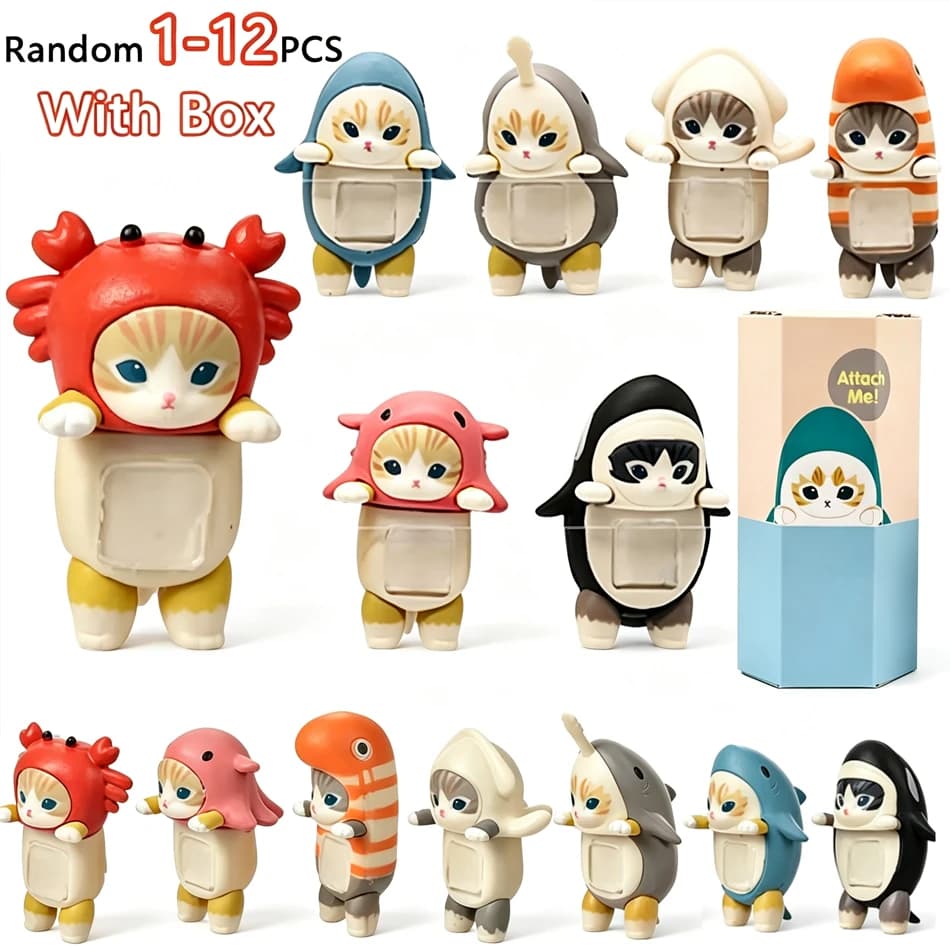 Sunny Angel Blind Box Hippers Mini Anime Figure Mo fusand Shark Cat Action Figure Toys For Fans Children Christmas Gifts