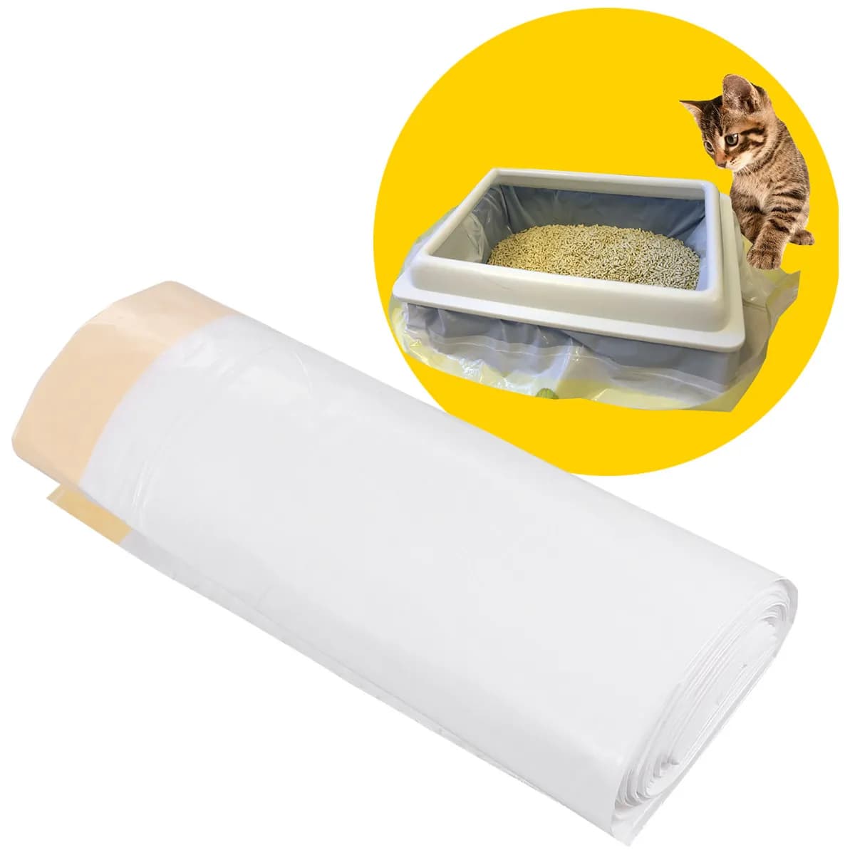 7Pcs Cat Litter Bags Thickened Pouches Premium Material Easy Tie Drawstrings for Quick Cleanup Size S White Cat Litter Bag
