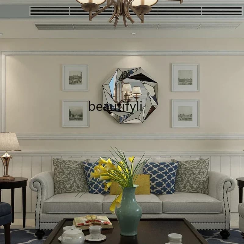YA17 Decorazione creativa dello specchio da parete con cornice a specchio, abbellire il corridoio di fascia alta dell'orologio nel soggiorno