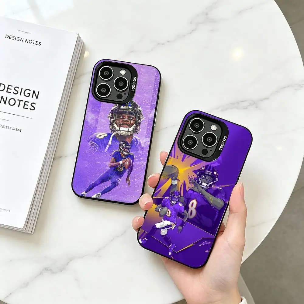 Lamar Jackson American Football 8 Phone Case For iPhone 17,16,15,14,13,12,11 Plus,Pro Max,XS,Colorful Silver Black Cover