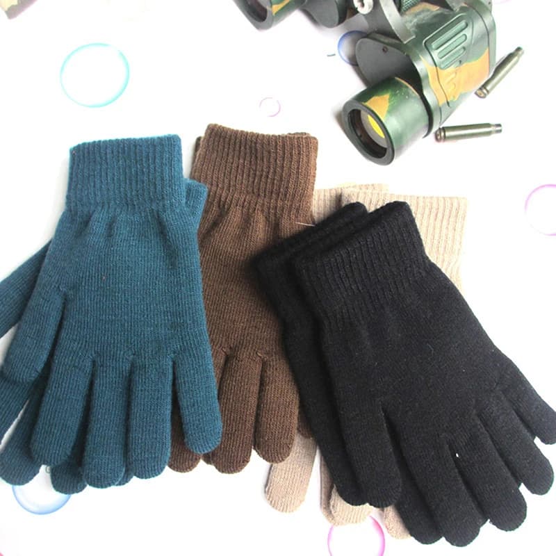 Guanti invernali in peluche lavorati a maglia donna uomo autunno ispessito tinta unita guanti a dita intere guanti scaldamani guanti da ciclismo NUOVO