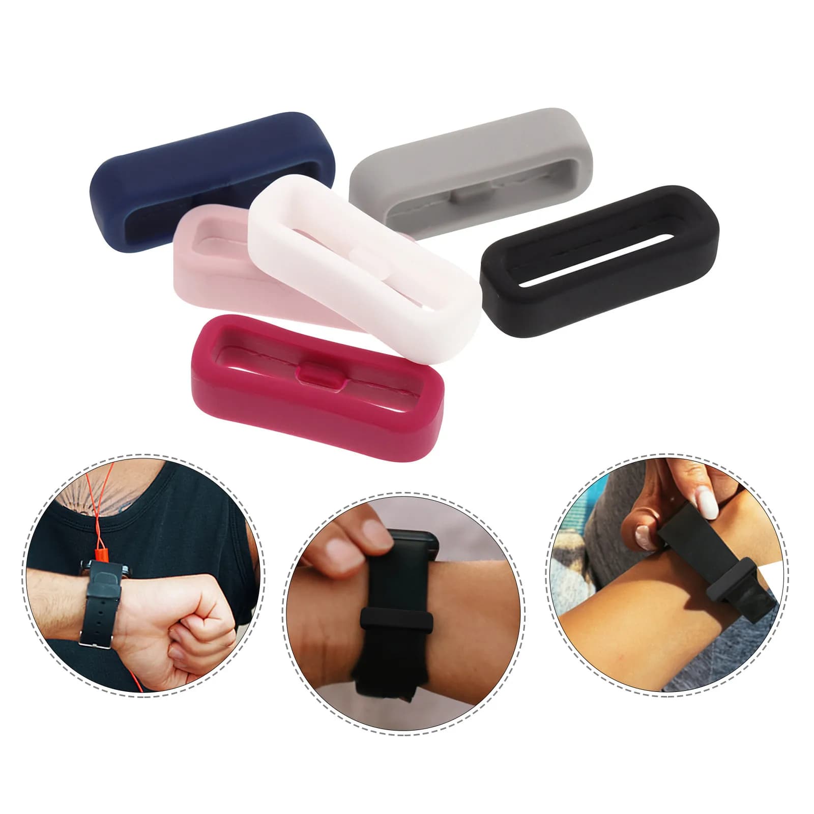6Pcs Watch Strap Loop Holder Silicone Watch Band Keeper Retainer Fastener Ring Smooth Surface Comfortable Supple Flexible