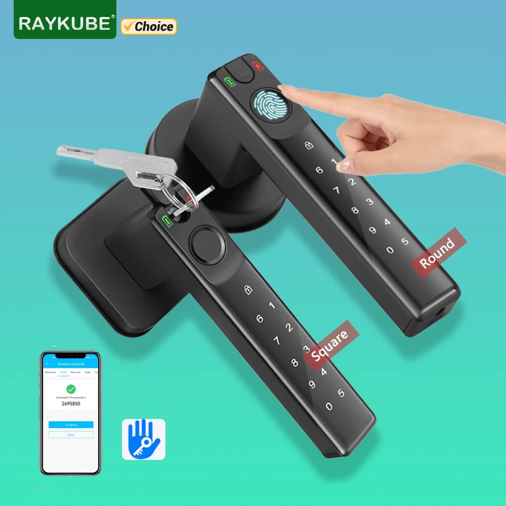 RAYKUBE L70 TT Lock digital lock for fingerprints lock with Password with snap keys unlocked APP for metal door in wood for inner bedroom