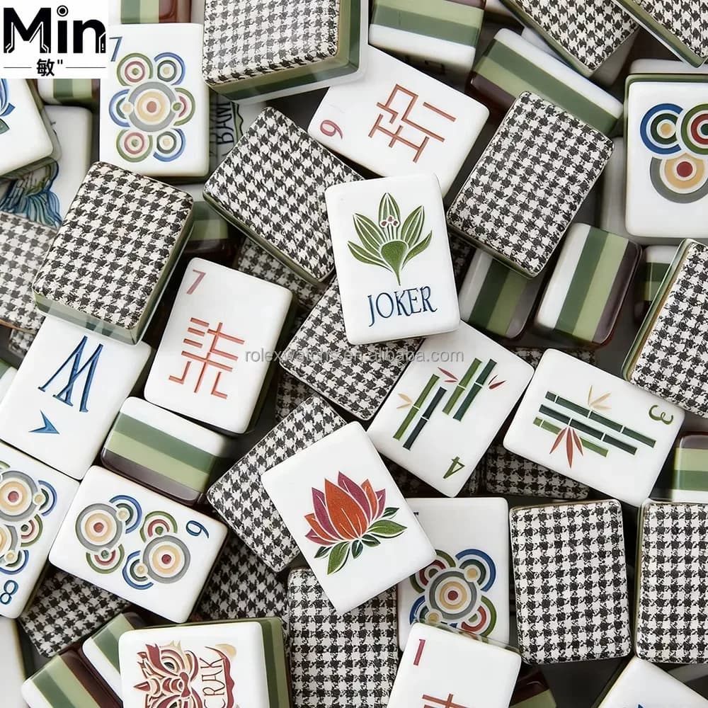 Pattern 2 3 4 Layer 160 Tiles American Mahjong Set Acrylic Mahjong Tiles Customized Mahjong Game Set for Family Game