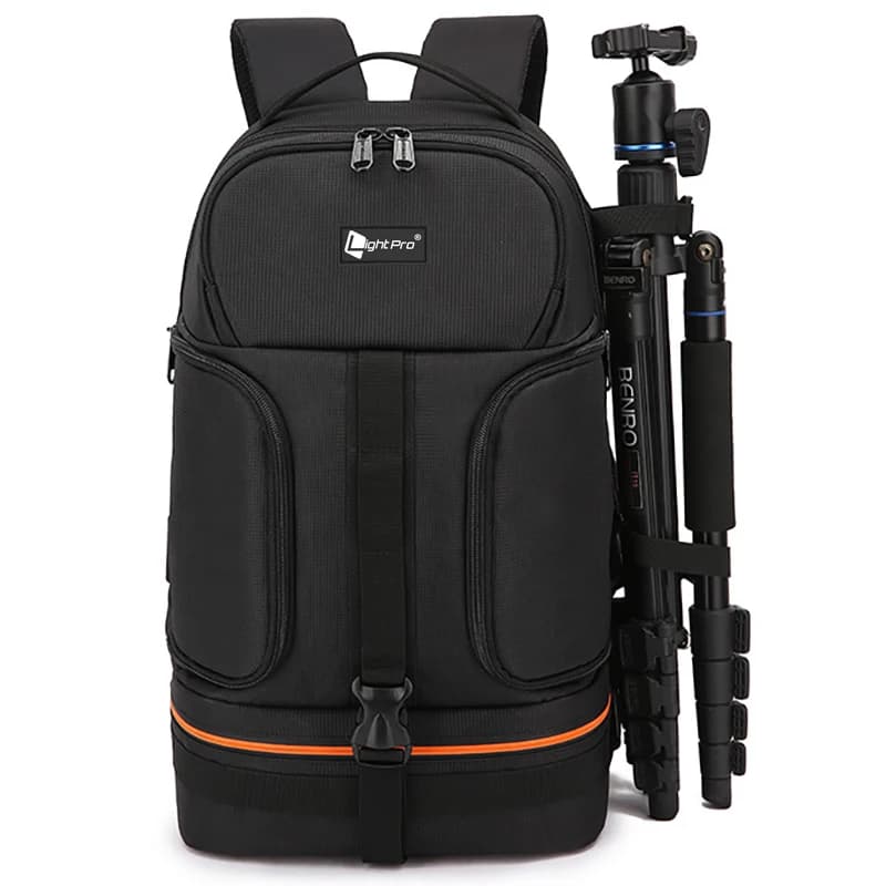 Borsa a tracolla impermeabile per fotocamera adatta per Laptop da 15,6 pollici zaino imbottito morbido con custodia per obiettivo treppiede di sicurezza notturna a righe riflettenti per DSLR