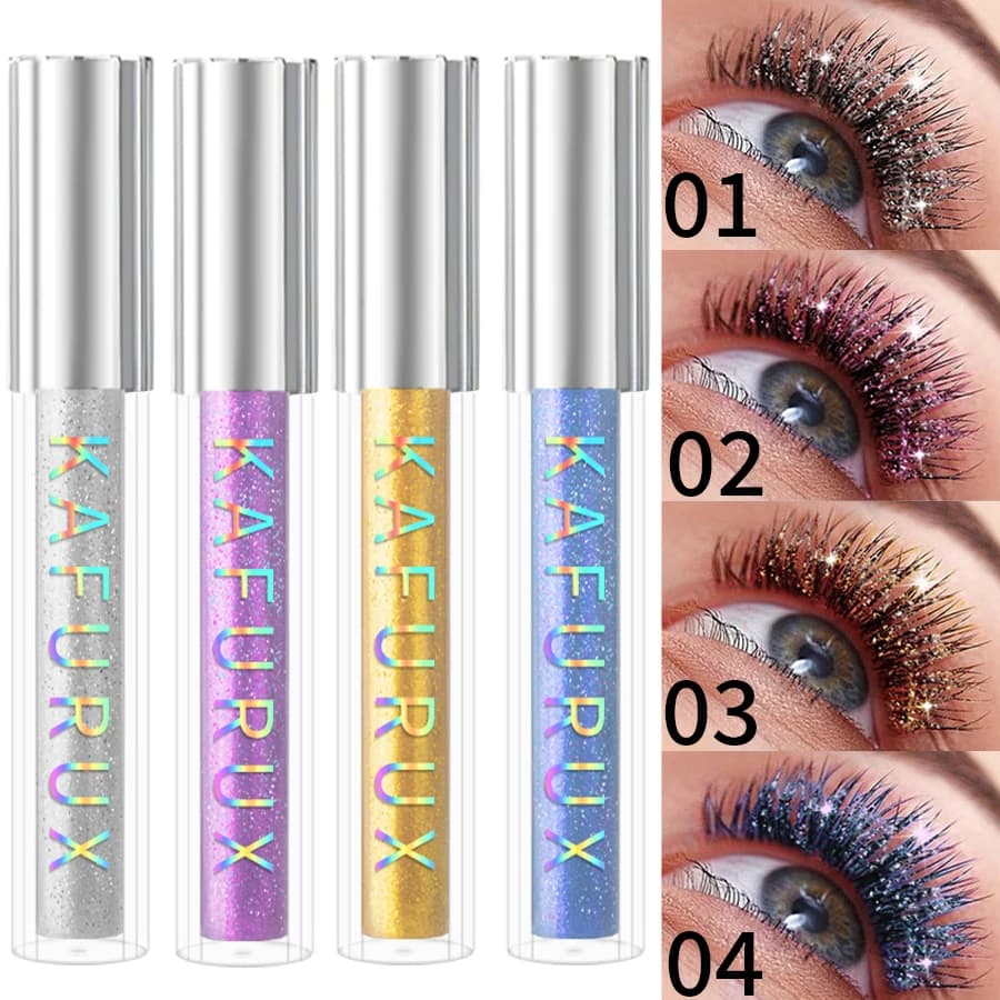 1PC Diamond Mascara Brilliant Sweet Try Glitter Eyelash Quick Dry Duration Curling Mascara Thick Shimmer Cosmetic Makeup For Eyes