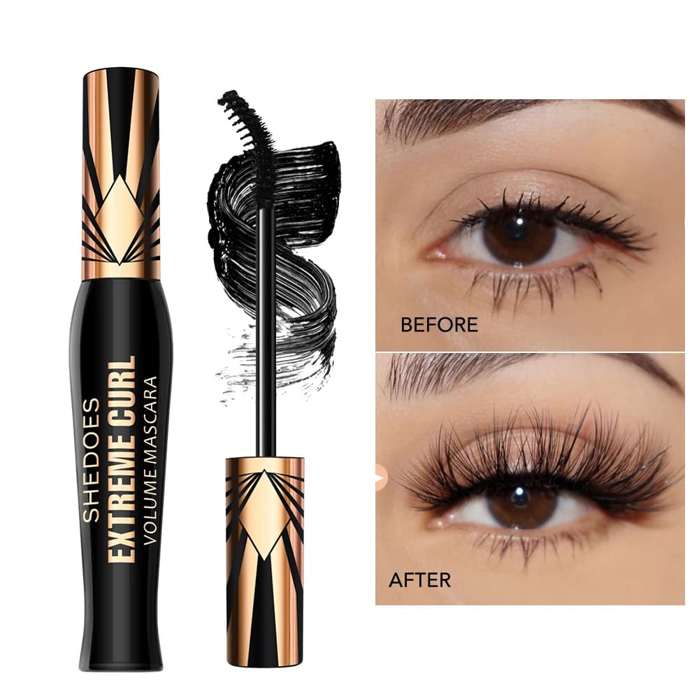 Mascara Extreme Curl - Impermeabile, Anti-sbavature, Lunga Durata, Ciglia Voluminose