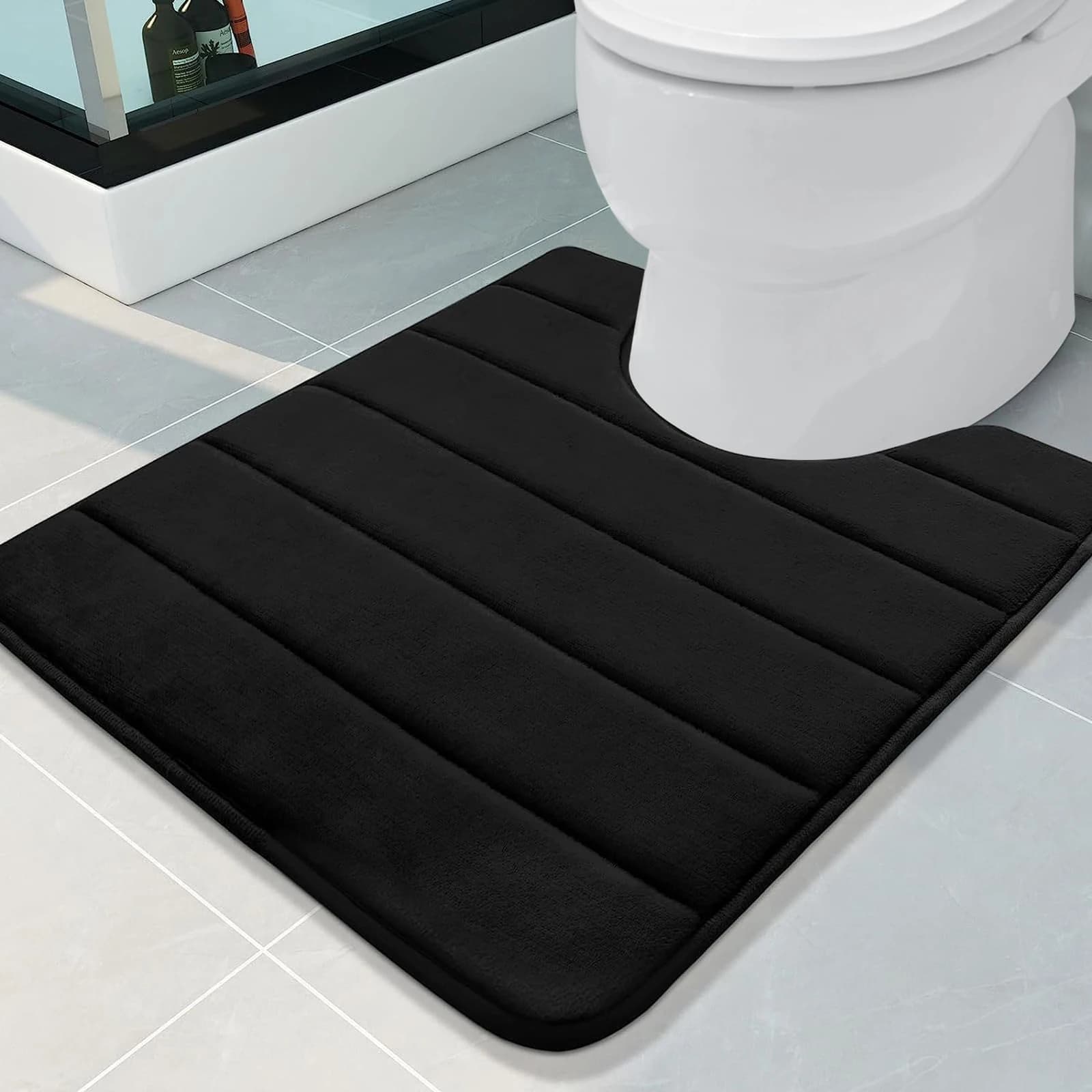 Tappetino da bagno a forma di U 50x60CM Tappetino da bagno in memory foam ultra assorbente Tappetino da toilette antiscivolo per la decorazione della casa del pavimento del bagno
