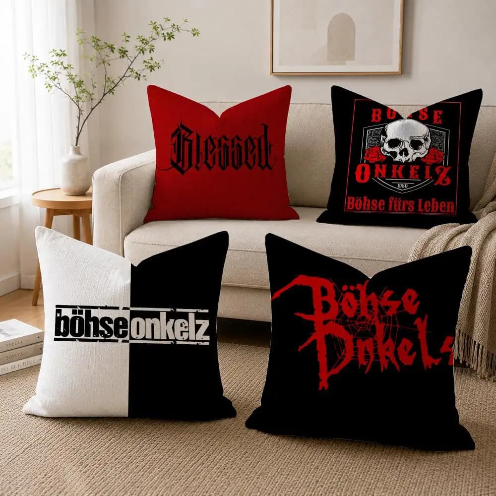 Band B-Bohse O-Onkelz Fodera per cuscino in lino con stampa fronte-retro, fodera per cuscino per divano, decorazioni per la casa nordiche