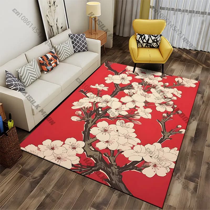 Blossoming flowers vibrant background carpet Yoga living room room decor children's crawling mat doormat area rug