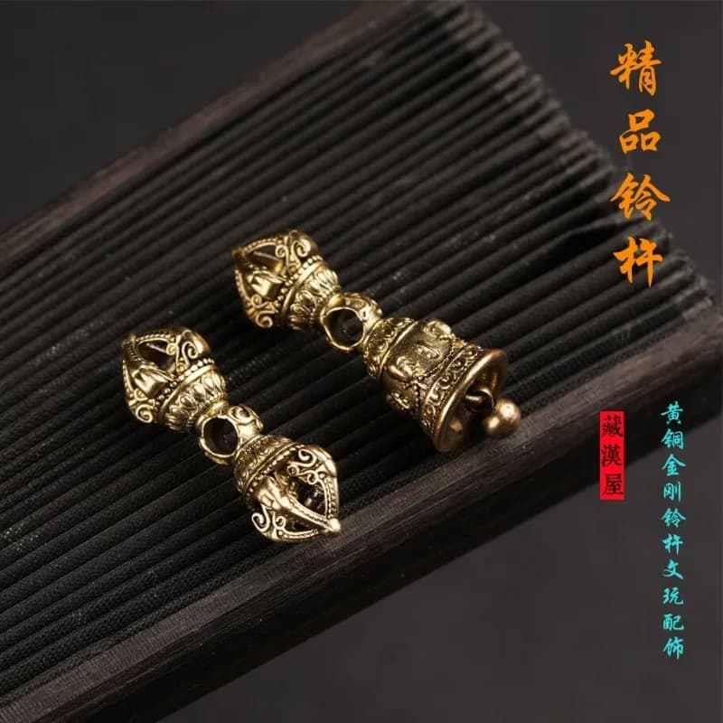 Exquisite Tibetan Style Brass Vajra Bell Stupa Back Cloud Pendant for Buddhist Meditation Jewelry Making Craft Accessories Gift