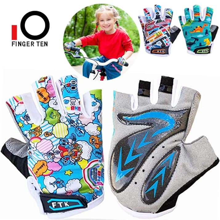 1 pair of cycling gloves with Gel padding half fingers rain grip hot wet outdoor bike glove 2-12 children Junior Boy Girl Drop Shipping
