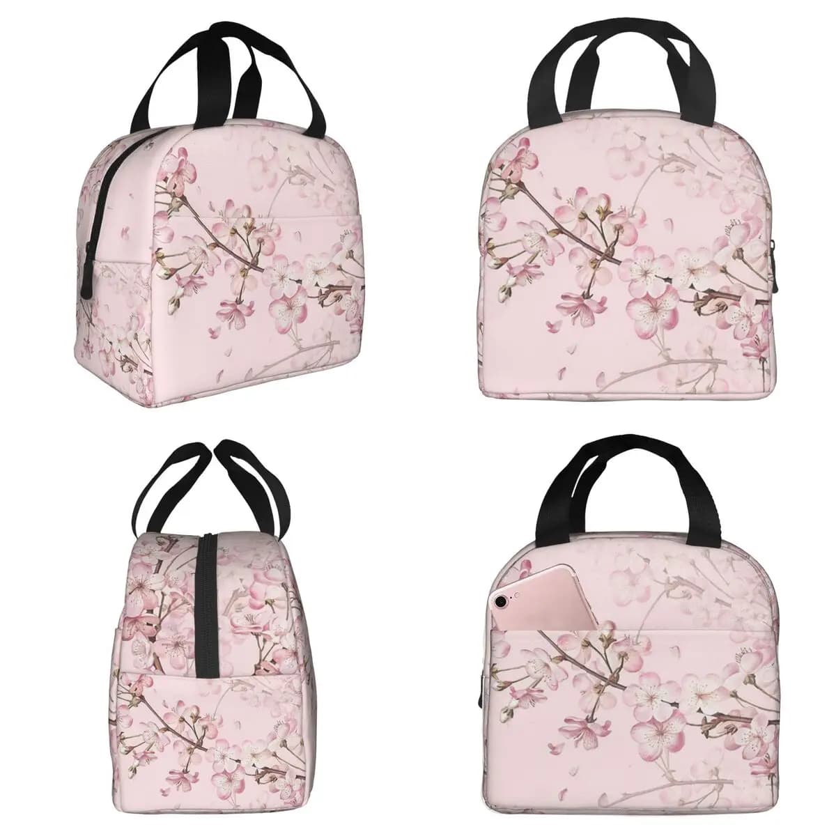 Borsa termica per il pranzo Plum Sakura Cherry Blossom per bambini, borsa termica per la scuola, contenitore portatile per alimenti