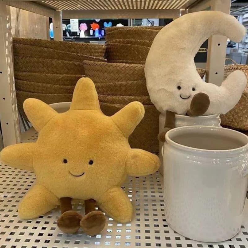 Nuovo Cuscino Decorativo Luna e Sole per Letto e Divano, Morbido Cuscino in Cotone PP per Camera dei Bambini, Cuscino per Sedia 25cm