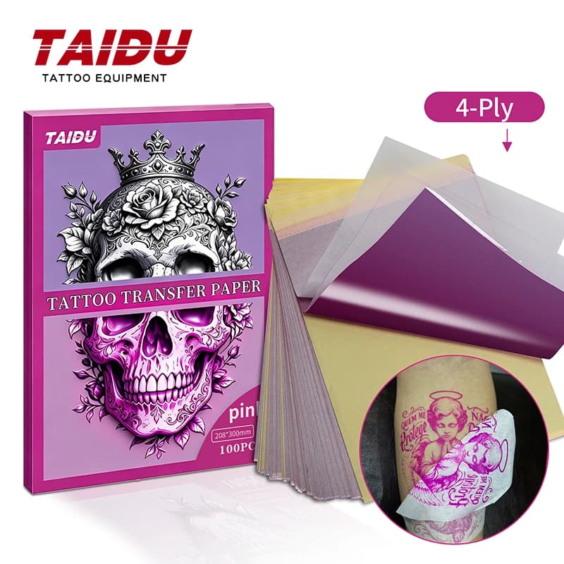 TAIDU 100/50/20 Sheets Pink Paper for Tattoo A4 Size Freehand Thermal Copy Stencil Tattoo Transfer Paper Transfer Machine