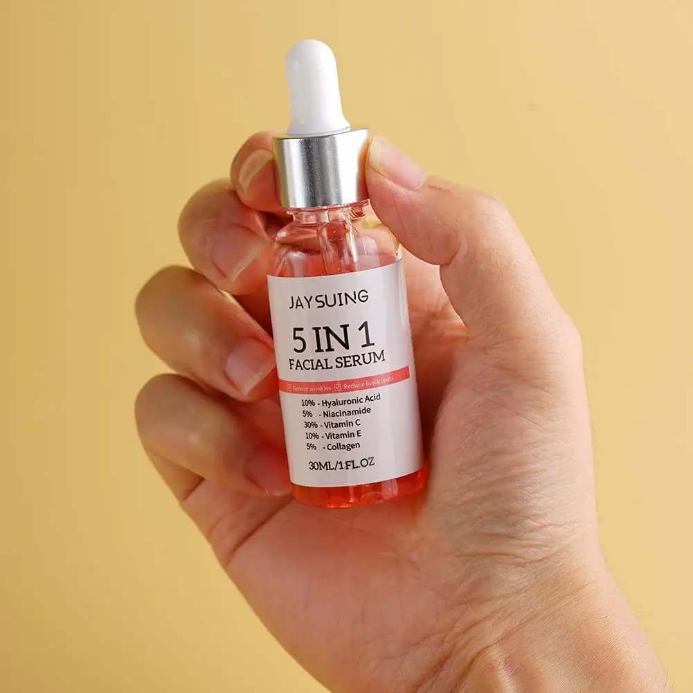 Jay decreasing 5 In 1 Serum Viso Hydrating Vitamin C Hyaluronic Acid Siero Viso Reducing Breathable Nutrient Skin Care 30ml