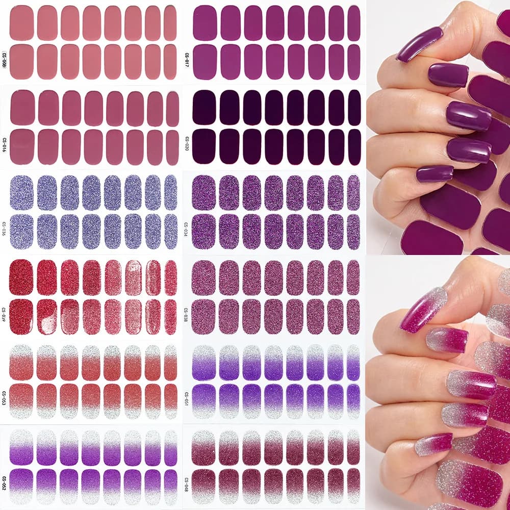 Wall sticker for nails with full cover pink nude Color shaded Autoadhesive Simple nail wraps complete Thermal effect DIY Nail Art Making Manicur