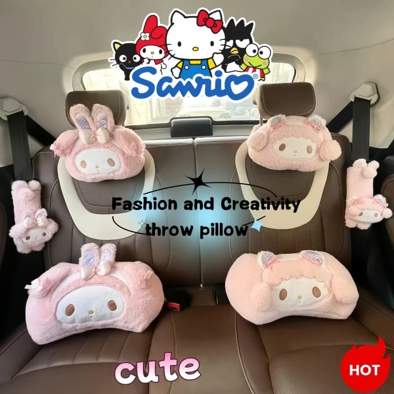 Cuscino Sanrio My Melody, stile anime simpatico e personalizzato, lombare per auto alla moda e poggiatesta, regalo di compleanno, kawaii
