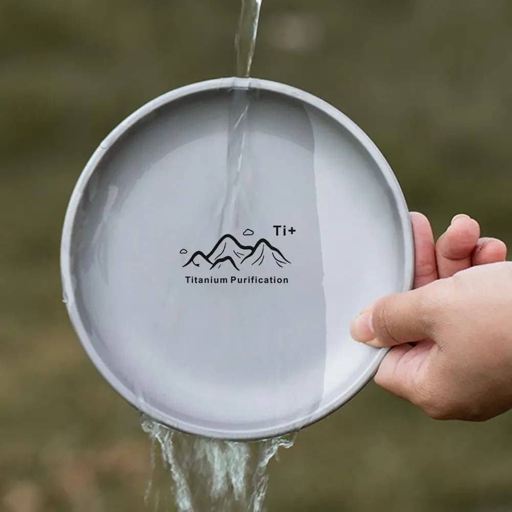 Piatto da campeggio esterno in titanio Piatto smerigliato rotondo portatile ultraleggero per cucinare Picnic Escursionismo Campeggio Zaino in spalla Viaggi