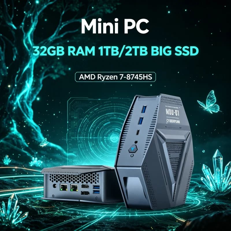 AMD Dual 2.5G Network Barebone Mini PC NAS AMD R7 8745HS Two NVMe Slots DDR5 Type-C Home Mass Storage File Server