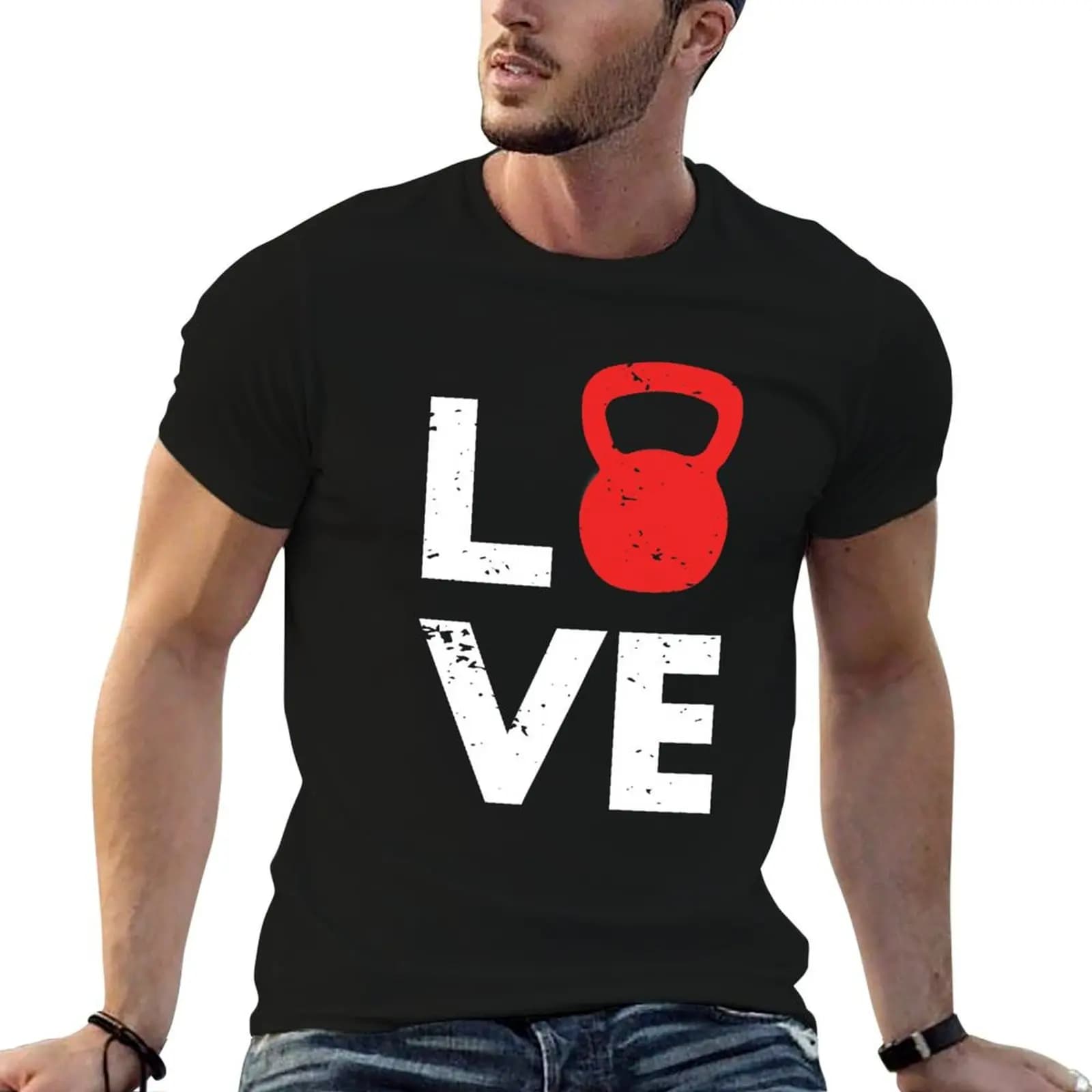 I Love Kettlebell Training T-Shirt cotton t shirt pack man t shirt heavy cotton t shirts with prints T-shirt