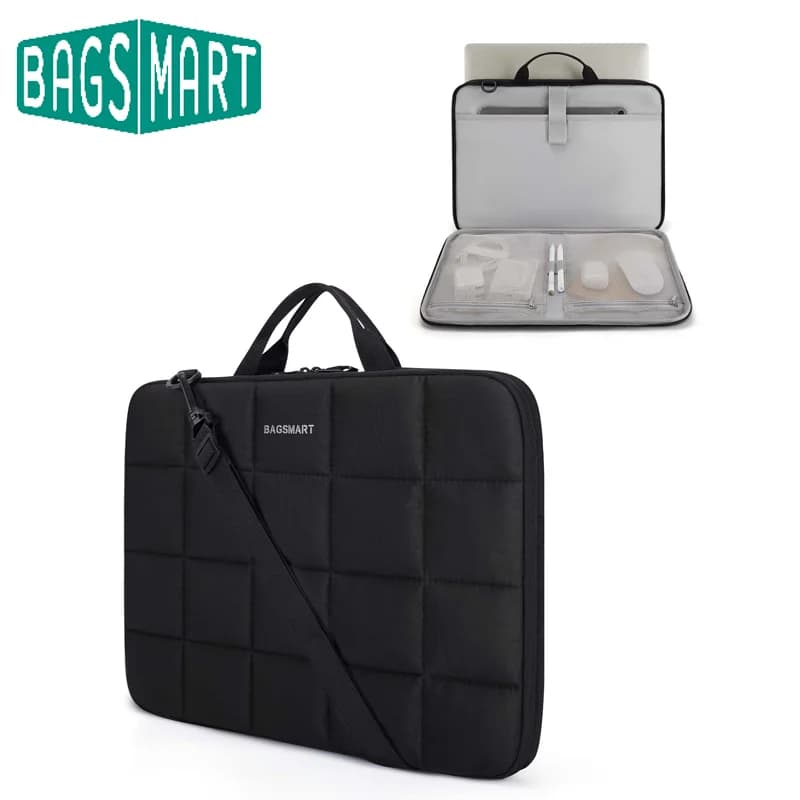 BAGSMART Custodia per laptop con maniglia, borsa per laptop imbottita da 15,6 pollici per donna, borsa per computer portatile