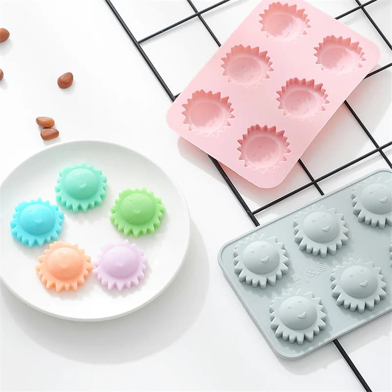 6 Stampo per torta in silicone anche girasole Vassoio per cubetti di ghiaccio Stampi per cioccolato in silicone fai-da-te Stampo per sapone