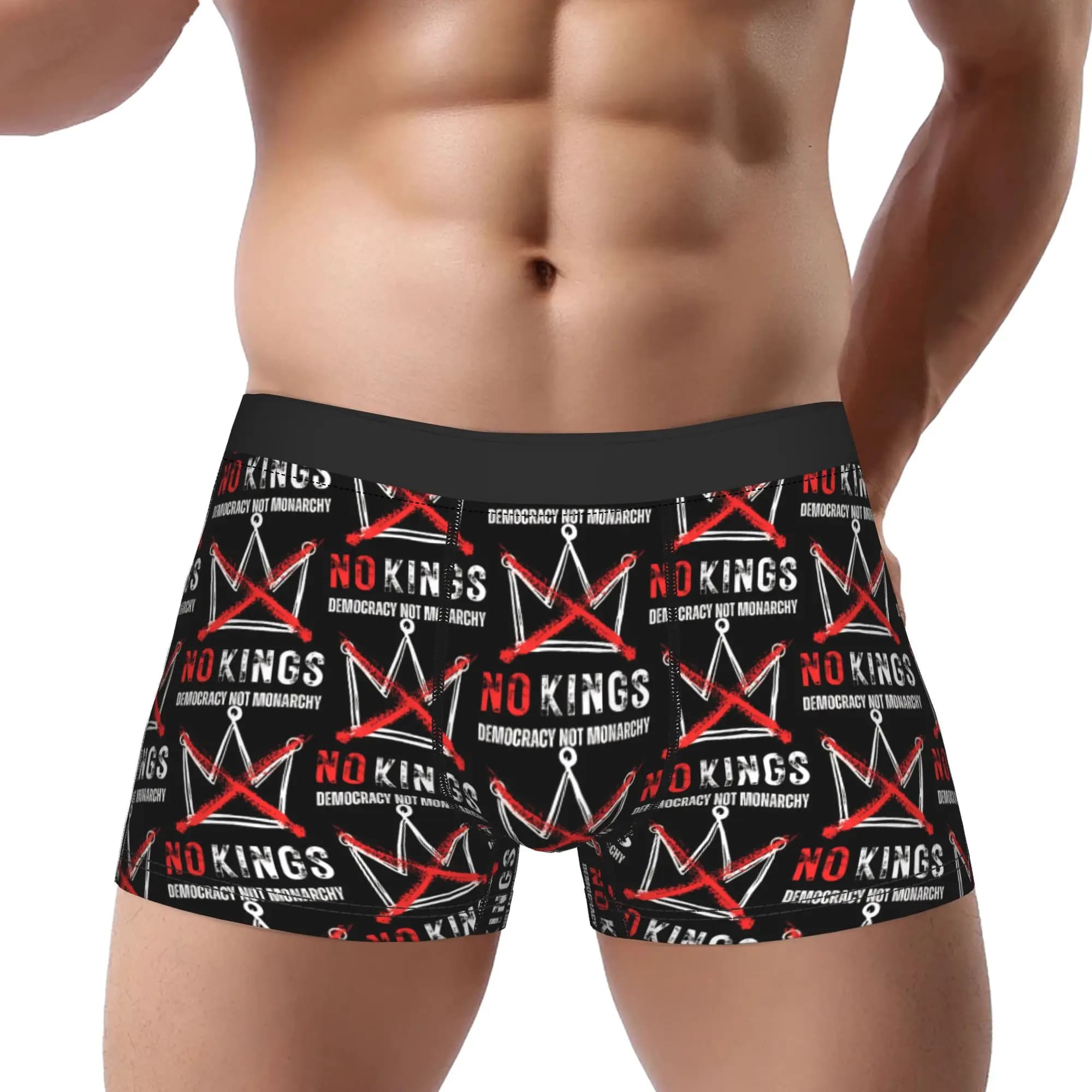 Democracy Not Monarchy Peaceful Protest No King Underpants Homme Panties Man Underwear Ventilate Shorts Boxer Briefs