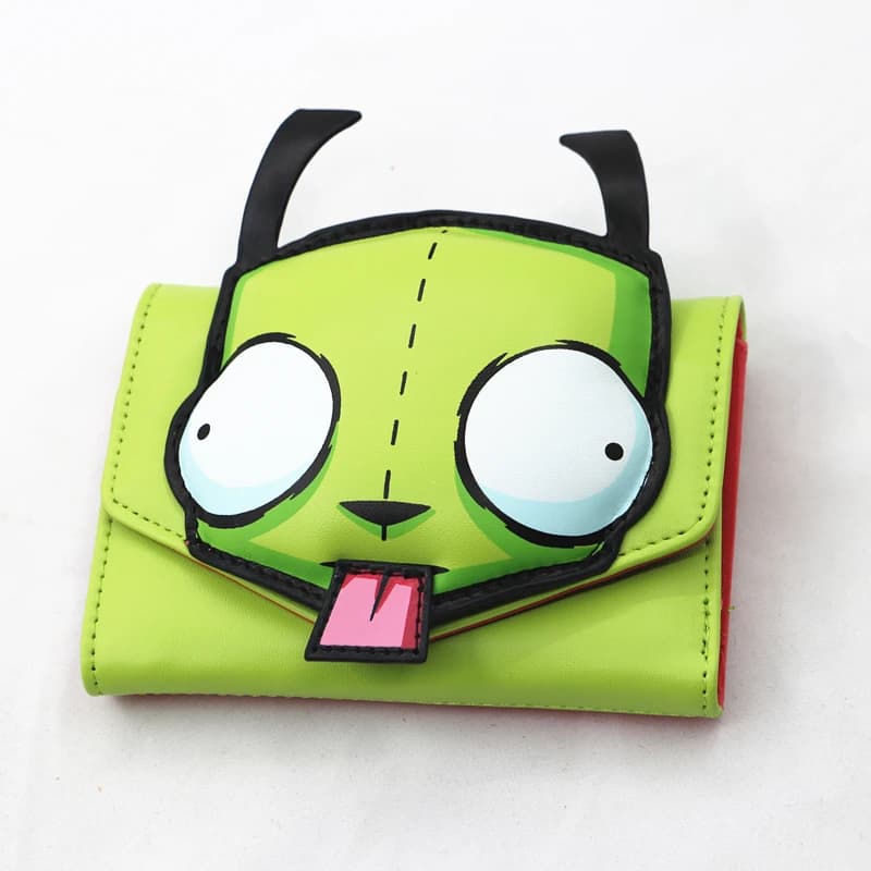 Portafoglio a tre ante Invader Zim 3D GIR, tasca per carte di moda con portafoglio per studenti carino Cartoon Kawai