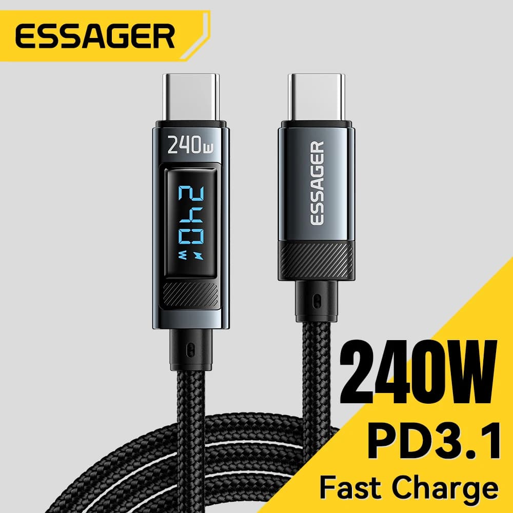 Essager 240W USB Type C USB Cable 100W PD 3.1 Fast charging cable for iPhone 15 Pro max MacBook Pro Xiaomi Samsung