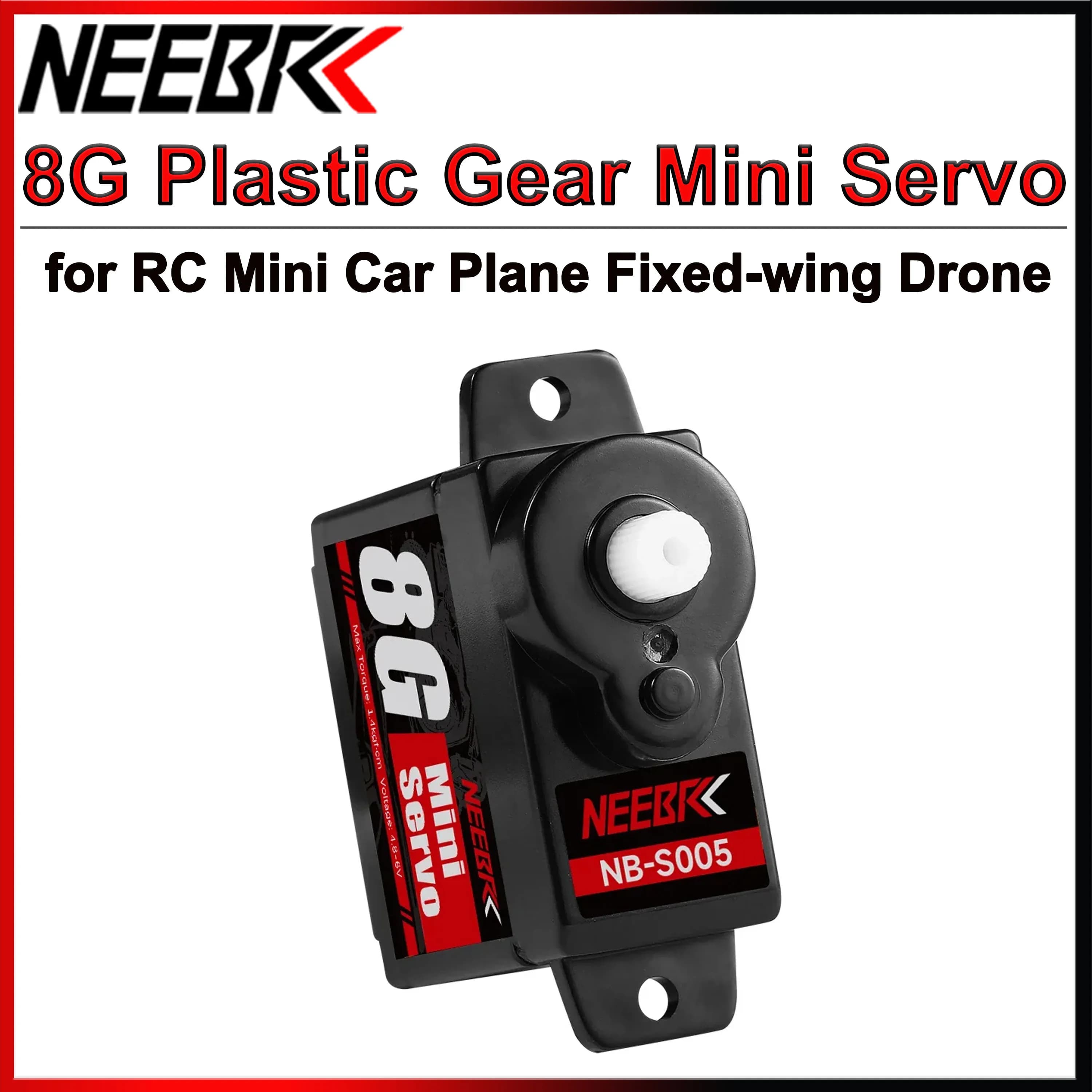 NEEBRC 8G Micro Servo Digitale Mini con Ingranaggi in Plastica per Auto RC, Elicottero ad Ala Fissa, Drone, Aereo, SCX24, WLtoys k969 k989 k999