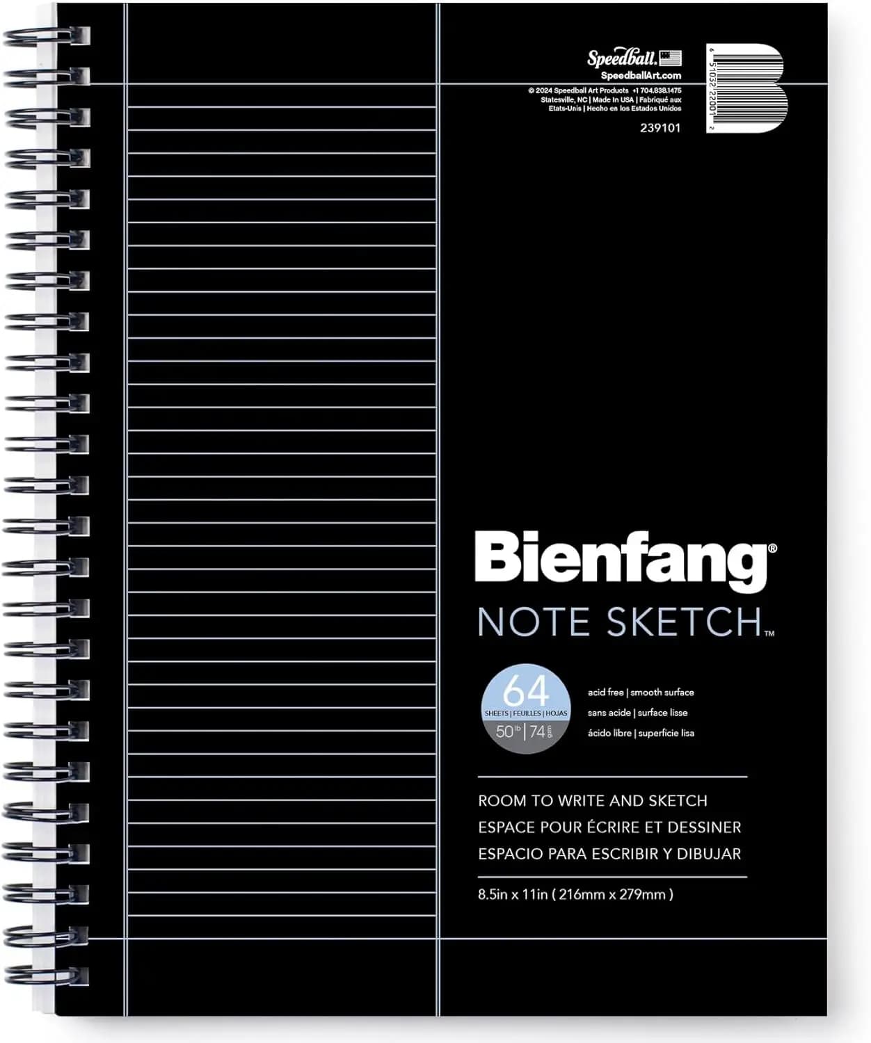 Half Lined Half Blank Notebook 8.5x11, 64 Sheets Spiral Wire Sketchbook for Note Taking and Drawing