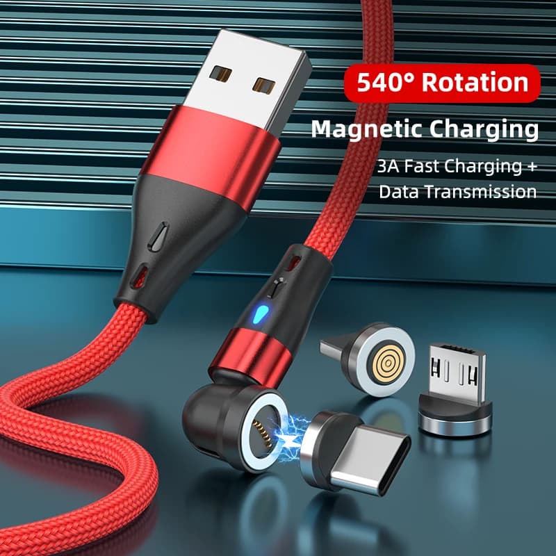 540 ruota il cavo magnetico 3A ricarica rapida iPhone USB C per iPhone 15 14 Samsung Xiaomi Huawei cavo dati con custodia