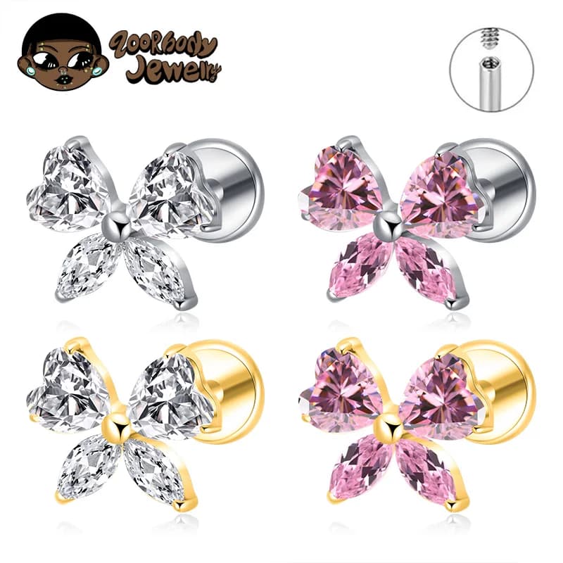 ASTM F136 TItanio Cuore CZ Arco Labret Borchie Lip Piercing Orecchio Trago Elica Conchiglia Lobo Orecchini Medusa Anello Cartilagine Monroe