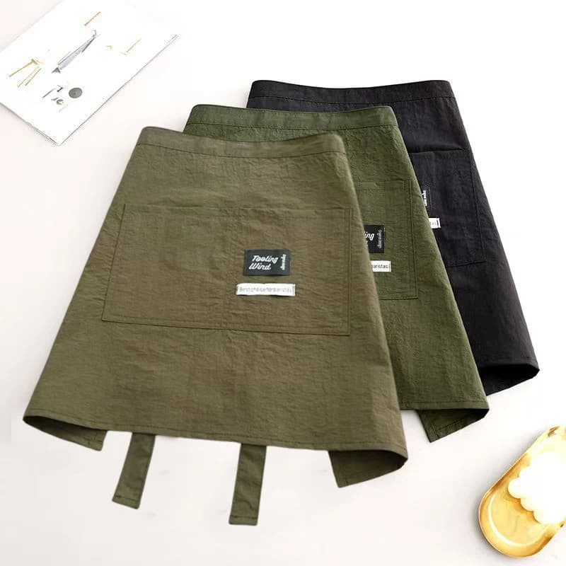Half Apron Water Resistant Splash Proof Kitchen Cooking Waist Apron Adult Work Uniform Restaurant Server Chef Waist Bib