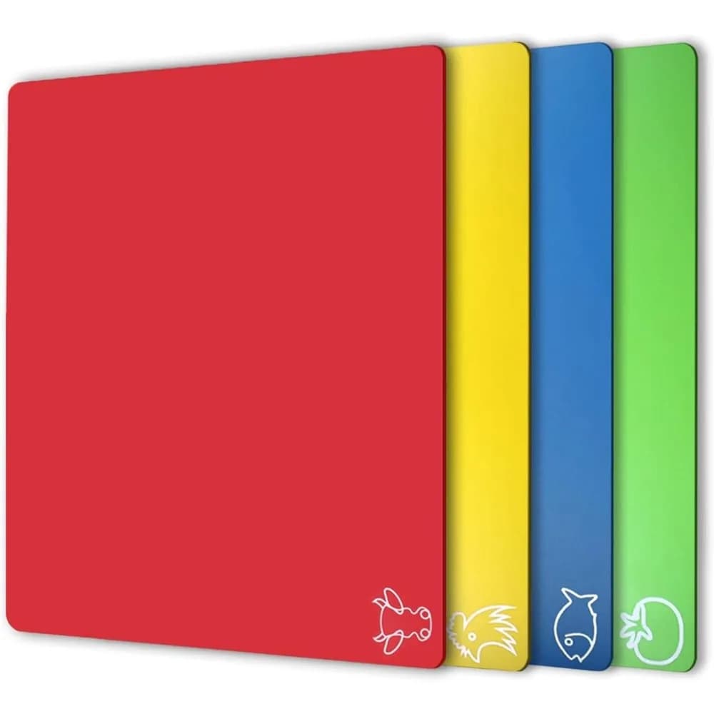 Flexible Plastic Cutting Boards Set of 4 Nonslip BPA Free Dishwasher Safe Kitchen Chopping Mats