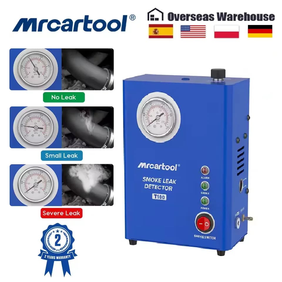 MR CARTOOL Localizzatore di perdite per tubi con pompa incorporata T100 Strumento diagnostico per rilevatore di perdite di fumo per auto