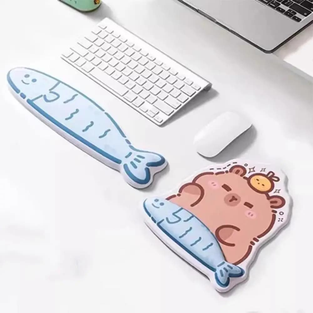 Tappetino per Mouse Creativo con Stampa di Capibara, Supporto Morbido per Polso, Comodo Tappetino per Tastiera