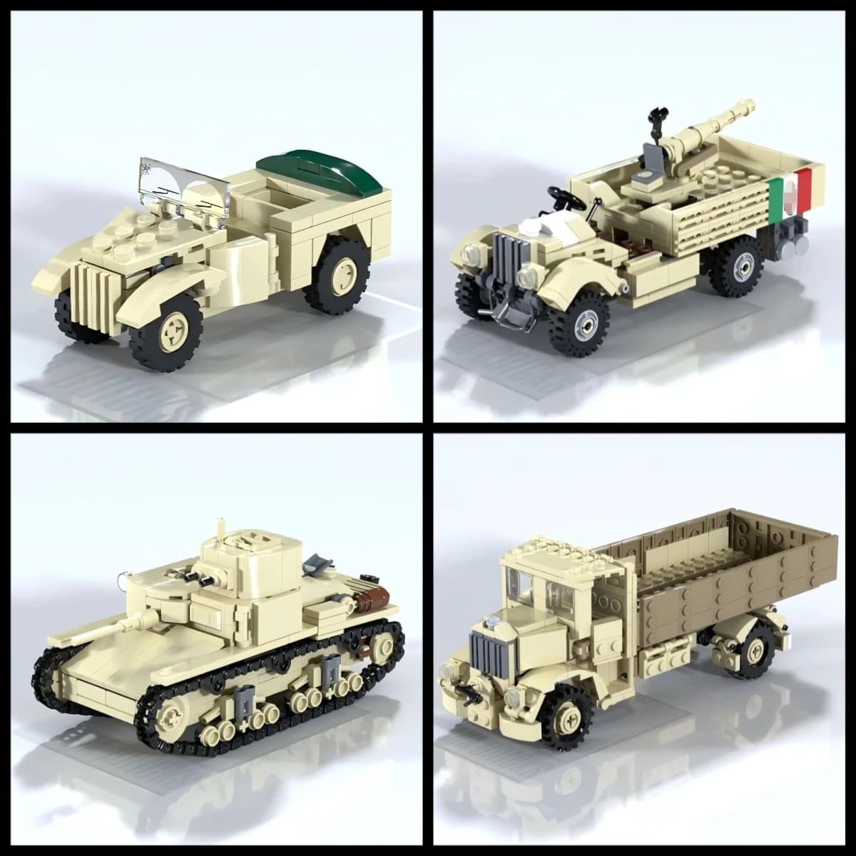 MOC Serie Militare Italiano M11-39 Carro Armato Medio Building Block Off Road Comando Veicolo Automatico Cannone Modello di Camion FAI DA TE Ragazzo Giocattolo