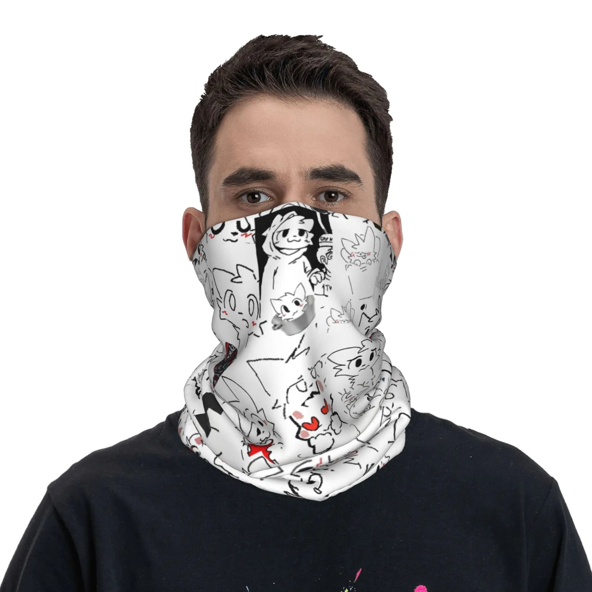 Scaldacollo Invernale Personalizzato Boykisser Silly Cat per Donna e Uomo, Sciarpa Tubolare da Sci e Caccia, Bandana Gaiter per il Viso Stile Manga