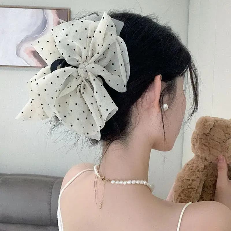 [BOLD]Elegant Temperament Large Bow Grab Clip For Woman Ponytail Braid Shark Clip Hair Claw Fashion Hair Accessories Headdress