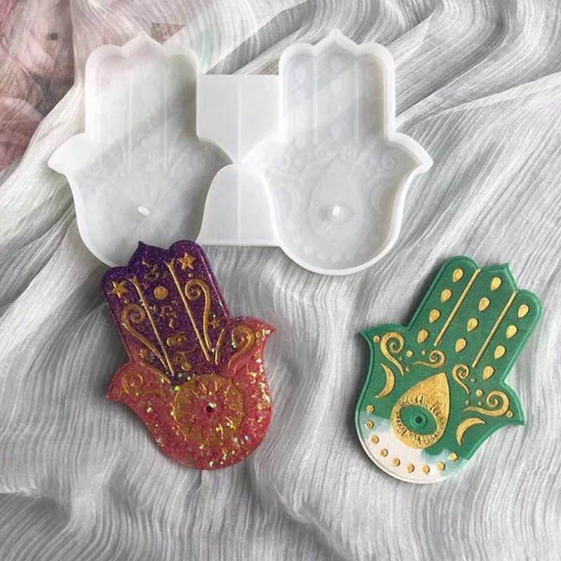1 pz Mano Di Fatima Bastoni di Incenso Base Stampo In Silicone Fai Da Te Yoga Cemento Gesso Fiore Della Vita Vassoio Porta Incenso Decorazioni Per La Casa