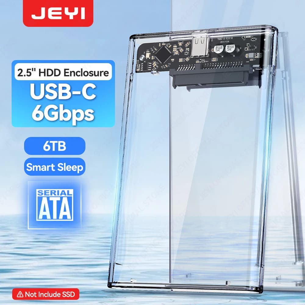 JEYI 2.5-inch External Hard Drive Enclosure with USB 3.1 6Gbps HDD Case Adapter UASP+TRIM Dual Protocol SATA HDD for PC Laptop
