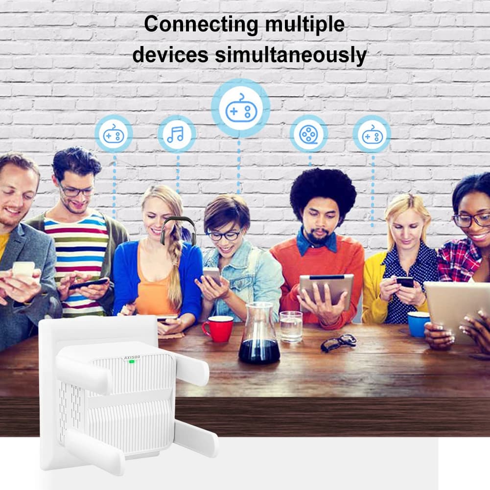 WiFi 6 Repeater Extender 1500Mbps WiFi 6 Range Extender Dual Band 2.4G/5GHz WiFi 6 Amplifier 4*2dbi Antennas Long Range Amplifer