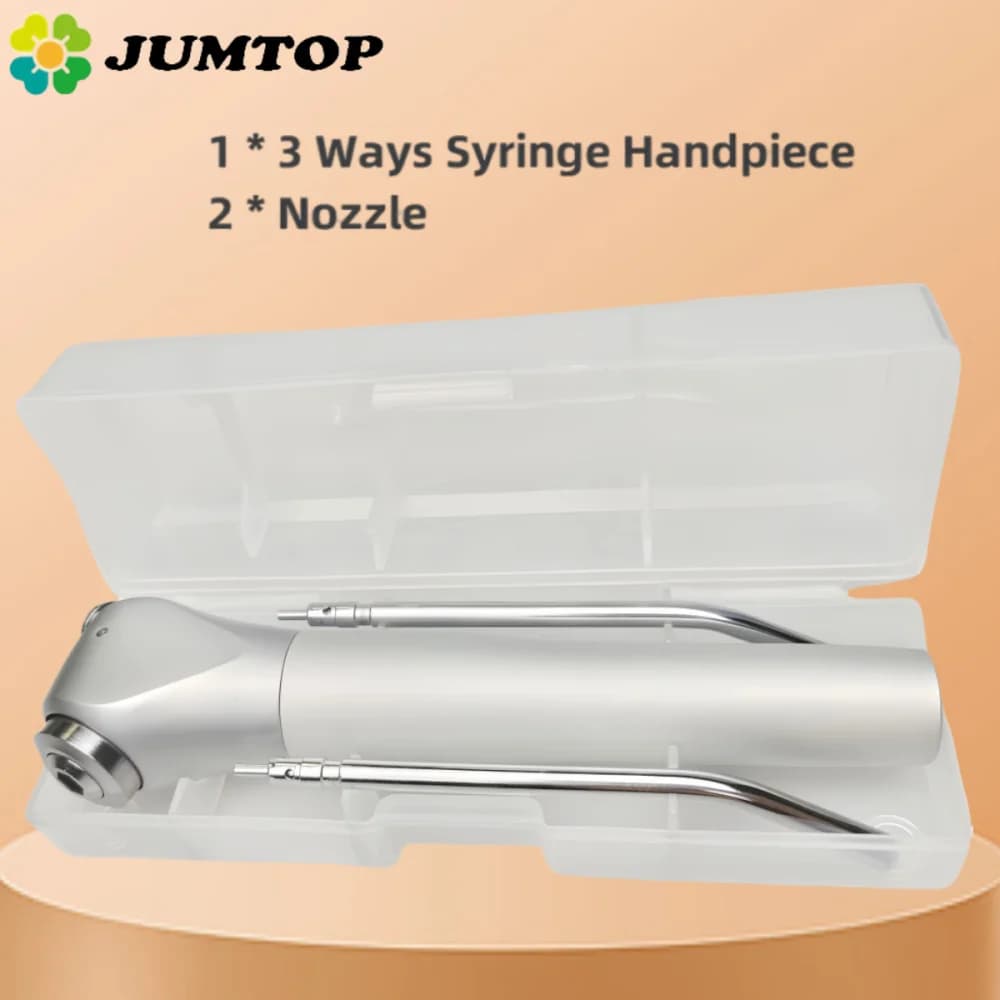 3-way dental syringe with air-water spray + 2 nozzles and tubes for dental cleaning equipment and teeth whitening