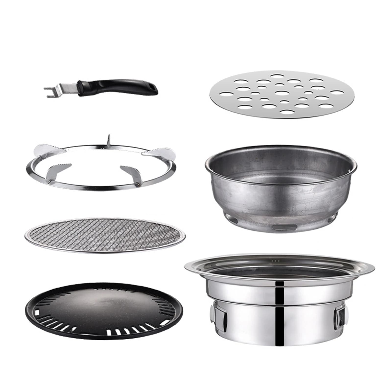 BBQ Charcoal Barbecue Pot Antirust Heat Resistant And Easy To Clean Household Korean Round Carbon Barbecue Camping Stove For BBQ