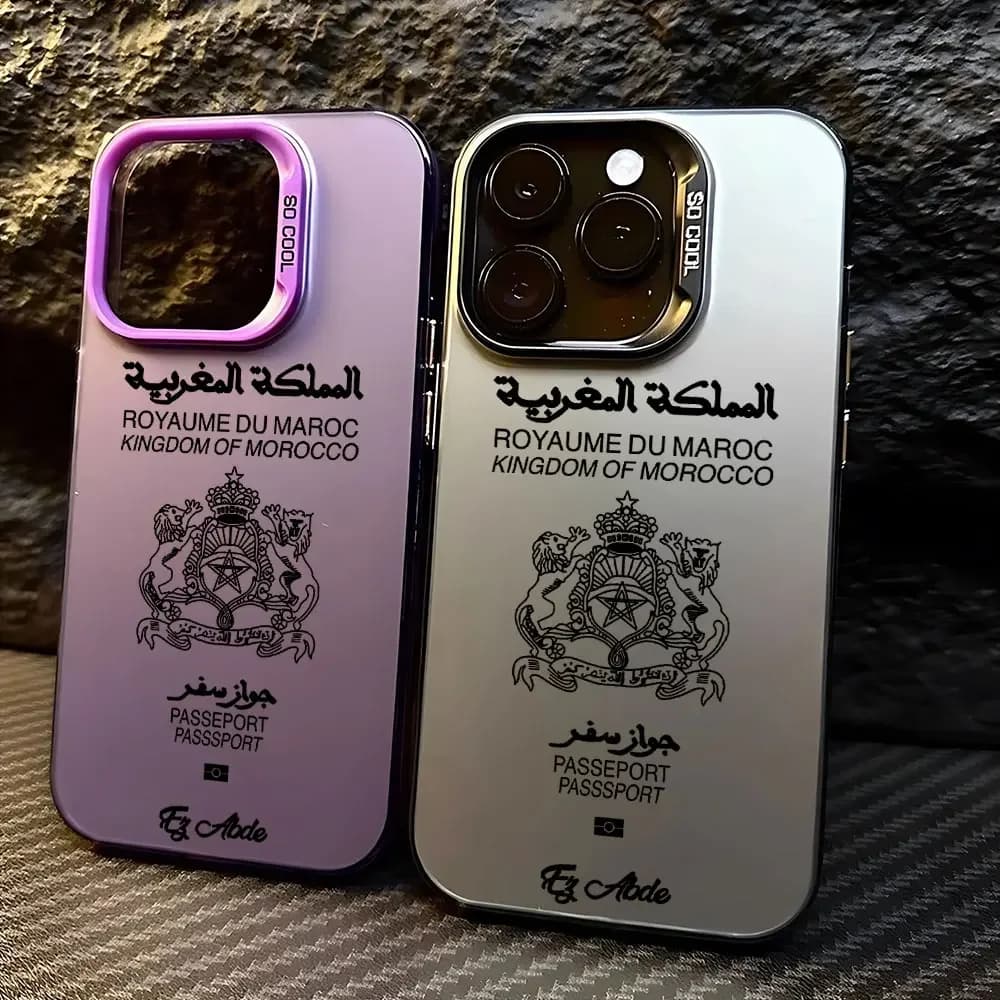Custodia per passaporto Marocco per IPhone 16 15 14 13 12 11 Pro Max X XR XSMAX Cover posteriore antiurto opaca Candy