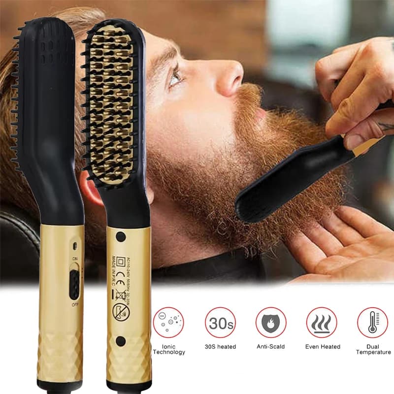 Portable heated hair plate Mini beard plate comb electric iron for man Long and short hair plate