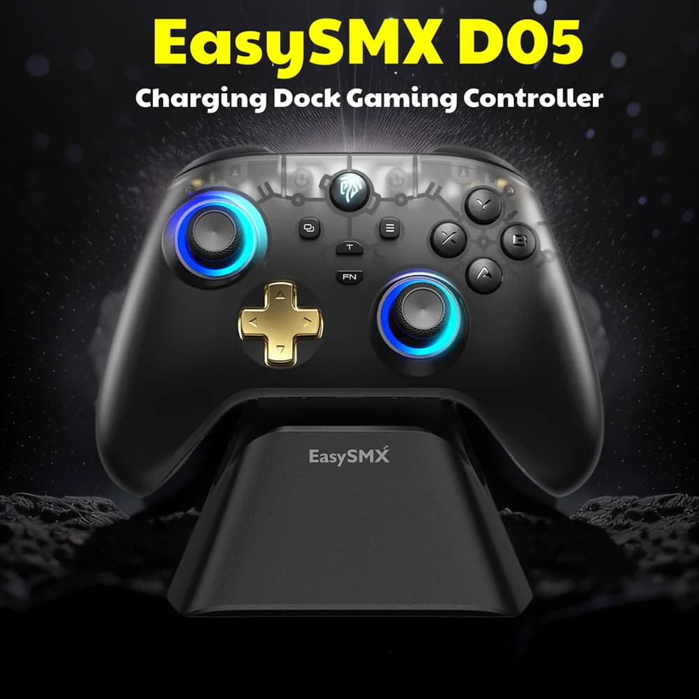 EasySMX Dock charging Gamepad D05 Wireless controller compatible with PC/Switch/phone/Steam/TV, joystick and Hall effect trigger