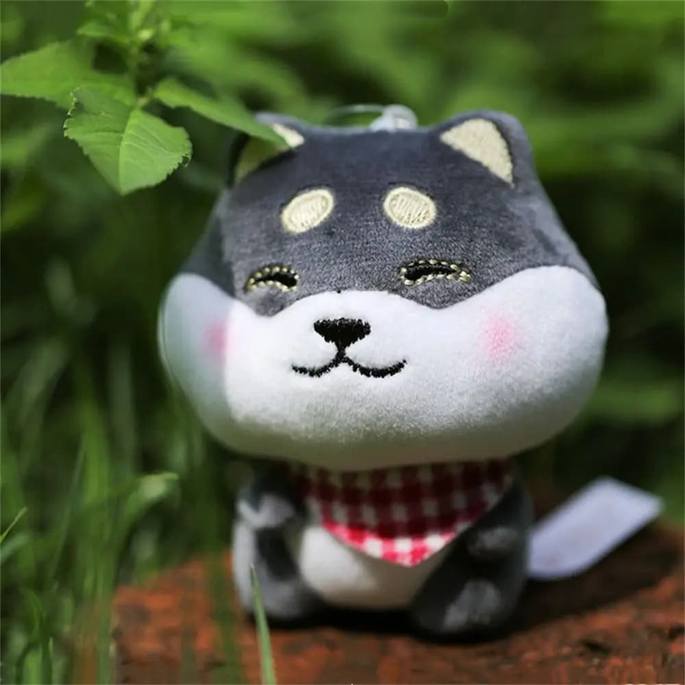Portachiavi Squisito a Forma di Cane Imbottito, Simpatico Ciondolo a Forma di Cane Shiba con Sciarpa, Regalo per Coppie